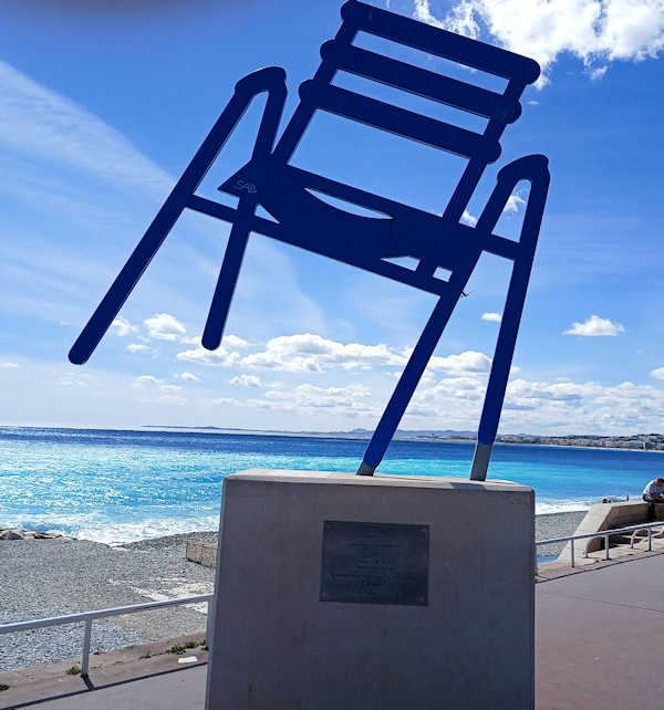 Sculpture of blue chair